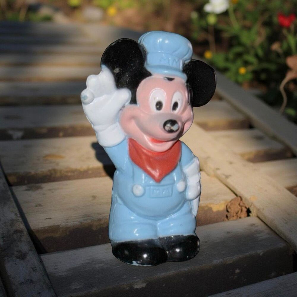 Vintage Train Conductor Mickey Mouse Figurine 2”  Made In Mexico A45